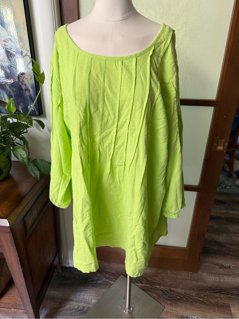 Soft Surroundings Neon Lime Off-Shoulder Tunic